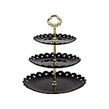 Black Round Plate 3 Tiered Serving Stand Tray Cake