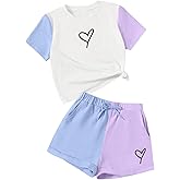 Toddler Kids Girl Clothes Floral Letter Graphic Top + Shorts 2PC Girls Summer Short Set