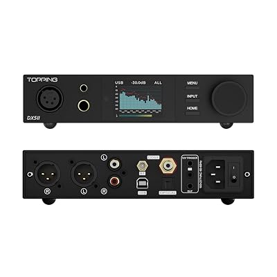 Topping DX5 II Fully Balanced DAC Headphone Amplifier 7600mW, ES9039Q2M x 2 Chip DSD512 768kHz DAC Amp Combo, USB/Optical/Coaxial/Bluetooth to RCA/XLR Line/6.35mm/4.4mm/4-pin XLR Earphone Amps (Black)
