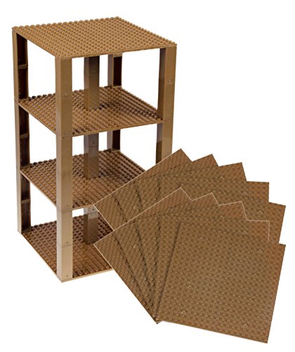 Premium Bronze Colored Stackable Base Plates - 10 Pack 6" x 6" Baseplate Bundle with 80 New and Improved 2x2 Stackers - Compatible with All Major Brands - Tower Construction