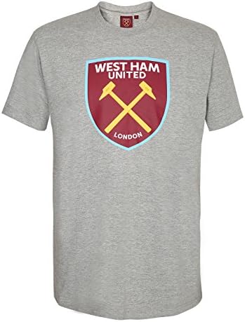 West Ham United Fc Official Soccer Gift Mens Crest T-Shirt Grey Large