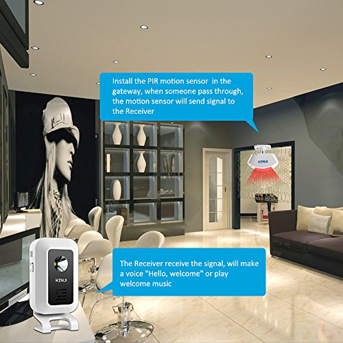 KERUI Wireless Split Welcome Motion Sensor Alert Alarm System Doorbell Door Bell with Long Range Receiver and Transmitter Home or Office Security Protection for Front Doors Entryways Garages - Thumbnail 6