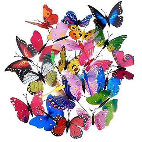 Generic 20 Pieces Garden Butterflies Stakes And 4 Pieces