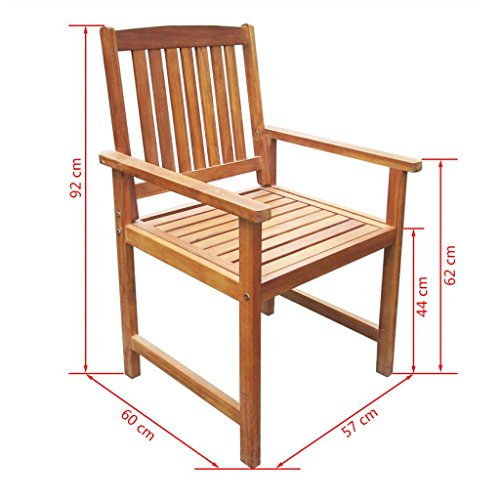 vidaXL Akazie Massiv 2X Gartenstuhl Balkonstuhl Holzstuhl Sessel Gartenmöbel – Bild 7