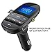 Nulaxy Bluetooth Car FM Transmitter Audio Adapter Receiver Wireless Handsfree Voltmeter Car Kit TF Card AUX USB 1.44 Display Sleep Play Mode - KM21 Black