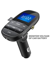 Nulaxy 2017 transmisor FM Bluetooth Dormir Shuffle inalámbrico manos libres kit de coche w Cargador USB Play USB Flash Drive Tarjeta Micro SD AUX entrada salida 1.44 inch Mostrar, km21   Negro