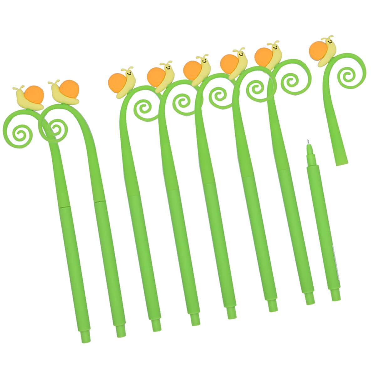 SIPLIV 8Pcs Creative Simulation Animal Gel Ink Pen Bendable Silicone Ballpoint Pen Liquid Black 0.5mm Gel Ink Rollerball Pen, Office Stationery Supplies - Snails