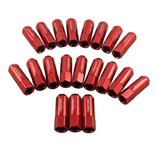 JDMSPEED Red 60MM Aluminum Extended Tuner Lug Nuts For Wheel Rims M12X1.25 20PCS