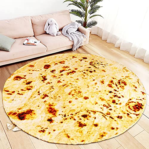FANOYOL Burrito Tortilla Blanket, Ultra Soft Taco Flannel Throw Blanket, Novelty Round Realistic Food Double Sided Blanket for Adults Kids (70 inches)