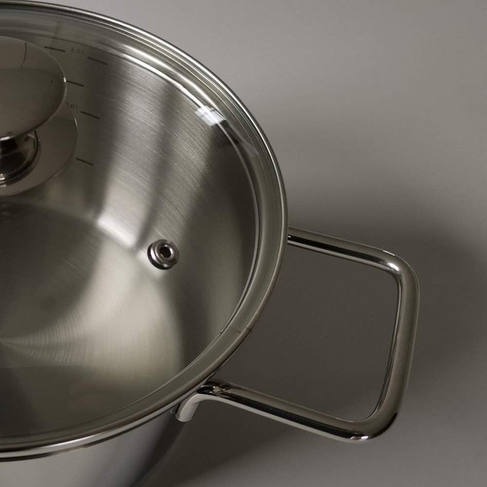 Cata New York 5 Piece Pan and Saucepan Set including Glass Lid Polished Stainless Steel Induction, 5 PIEZAS - Image 4