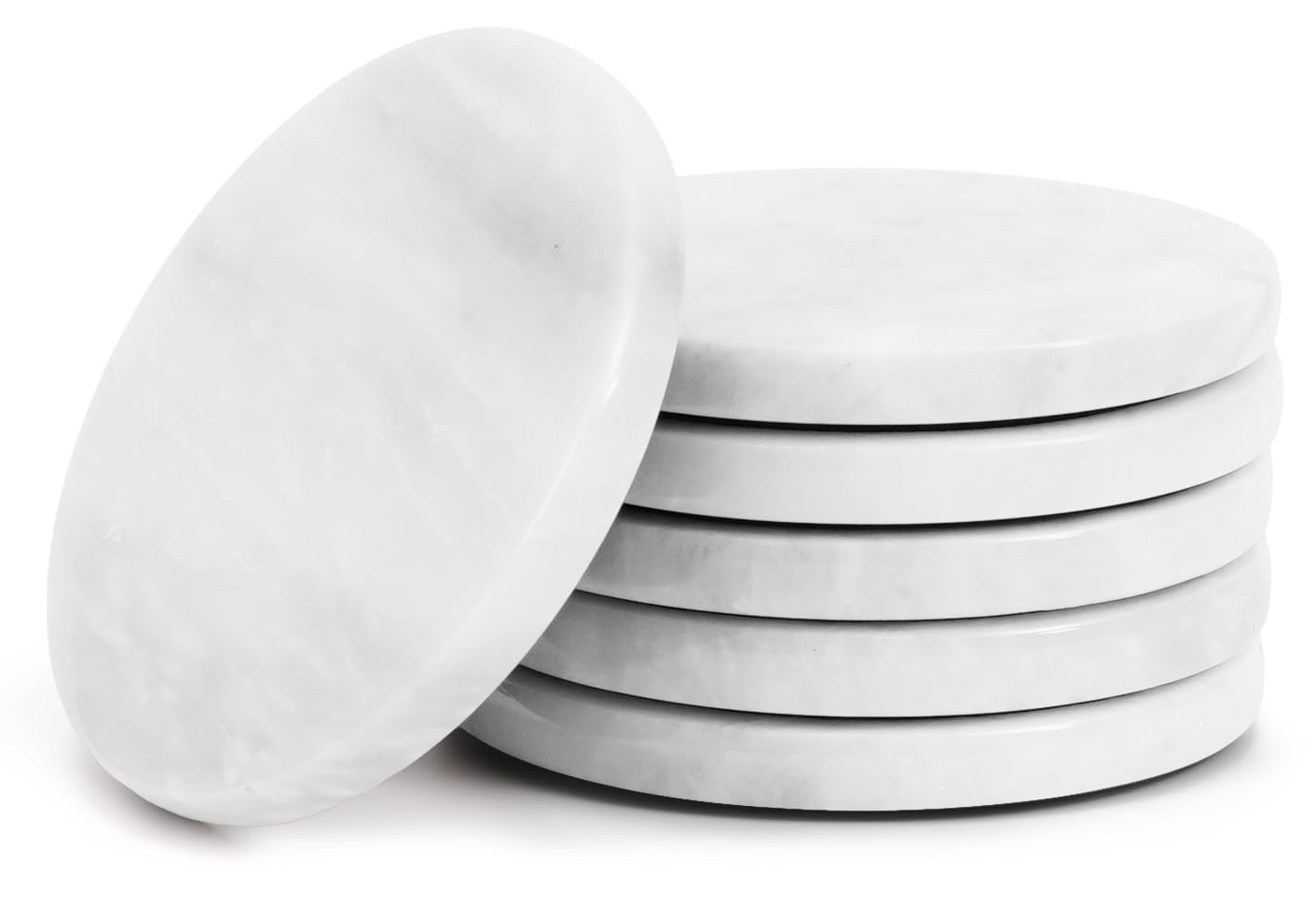 Radicaln Marble Coasters for Drinks Warming Coffee 3.5 Inches Set of 6 White Handmade Star Coaster Plates for Mug Glass Drinks - Caddy Kitchen Cup Pad Coaster Sets