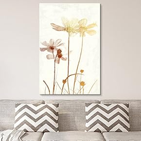 Canvas Wall Art - Vintage Style Golden Flowers - Giclee Print Gallery Wrap Modern Home Art Ready to Hang - 12x18 inches
