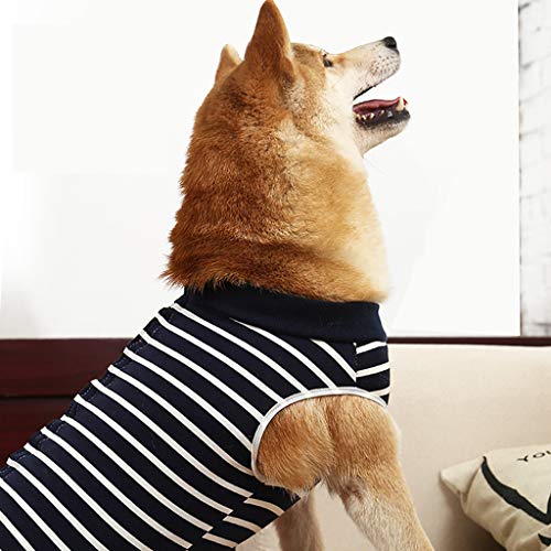 Smdoxi New Soft Dog Surgical Gown Recovery Injured pet Striped Simple Jacket Suit Dog Shirt Vest - Thumbnail 4