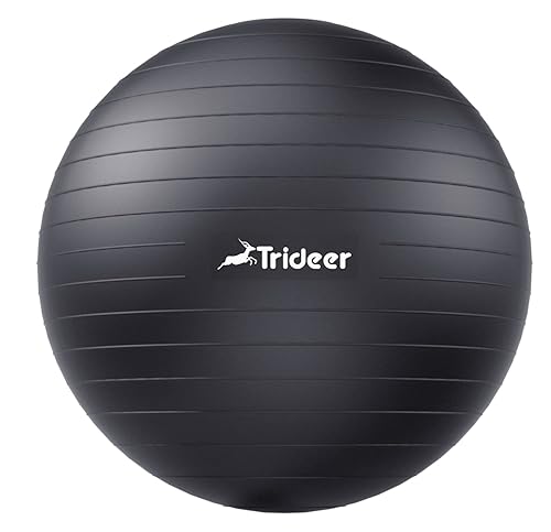 Trideer Exercise Ball for Yoga, Pilates & Fitness – Stability Ball Equipment for Home Gym & Office Chair, Core & Balance Training Accessories, Physical Therapy Equipment, Quick Pump Included, 5 Sizes