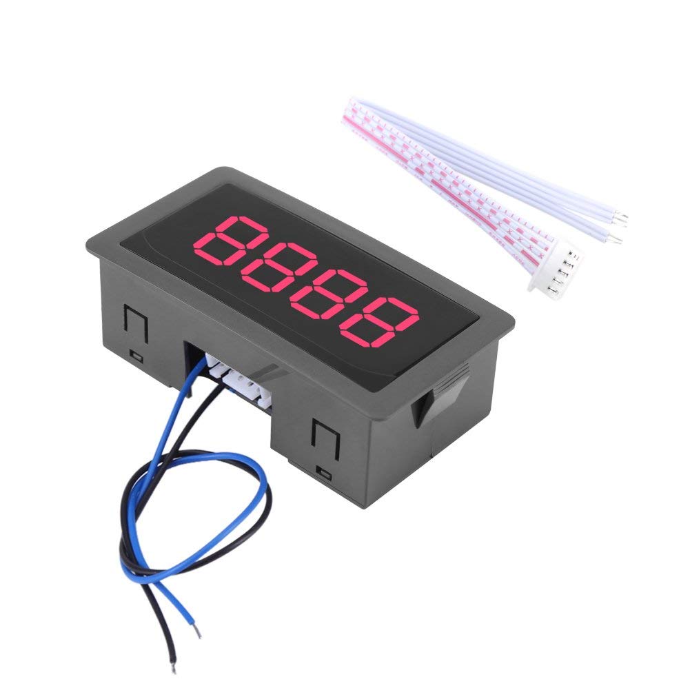 Hilitand Digital Counter, 4-Digit LED Display, DC 8-24V, On/Down Plus/Minus Panel Counter Meter with Cable (Red)