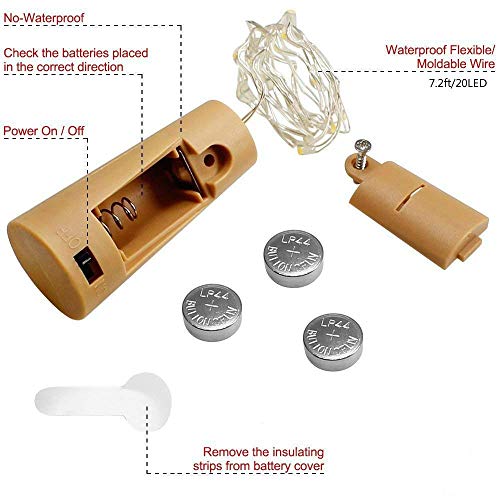 Wine Bottle Lights with Cork,CUUCOR 7.2ft 20 LED Battery Operated Fairy String Lights for DIY,Christmas,Party(Warm White,6 Pack)