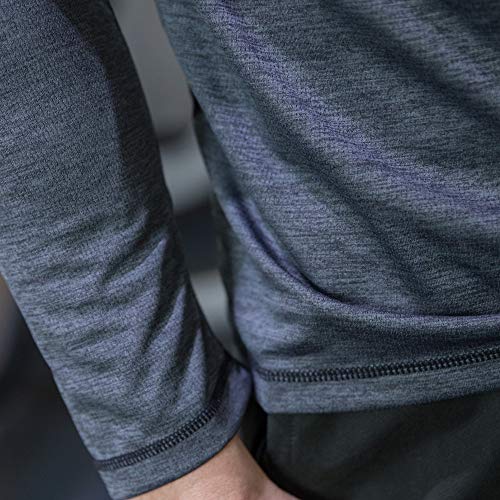 ANJUNIE Men's Athletic T-Shirt Elastic Long Sleeved Hoodie Reflective Fast Dry Tops(1-Gray,L)