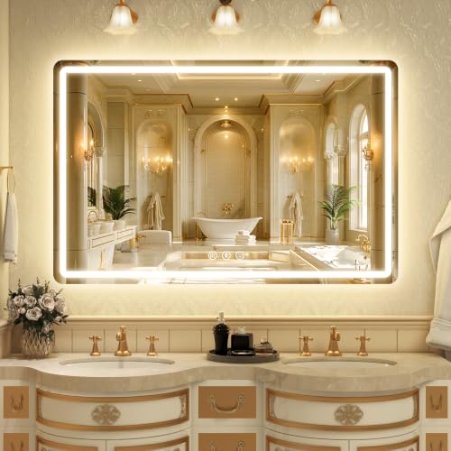 LED Bathroom Mirror Tri-Color Lighting Dimmable Smart Mirror