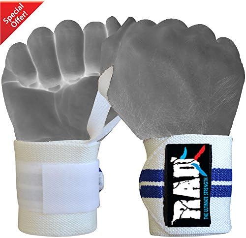 RAD Weight Lifting Training Wraps Wrist Support Gym Fitness Bandage Strap New (Blue/White, 12 Inch)