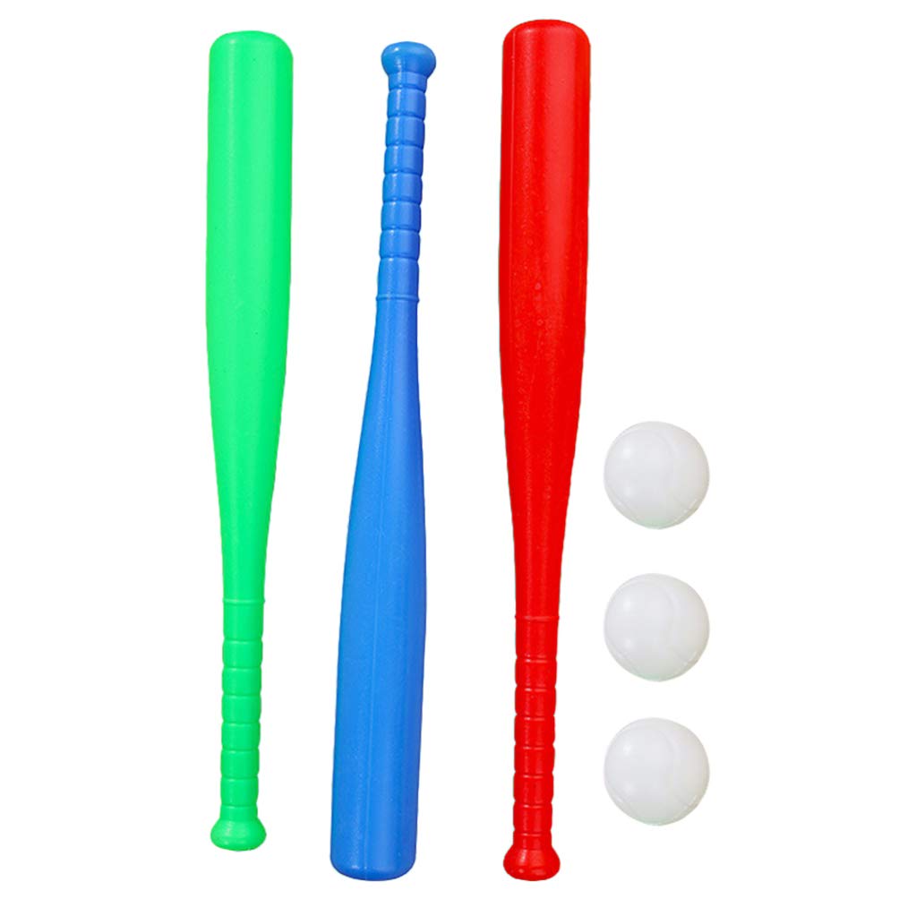 Toyvian 3 Pcs Set of Plastic Baseball Baseball Party Favors Plastic Bats For Kids Indoor Outdoor Sports Game Baseball Bat Baseball Set Bat and Ball Set for Kids