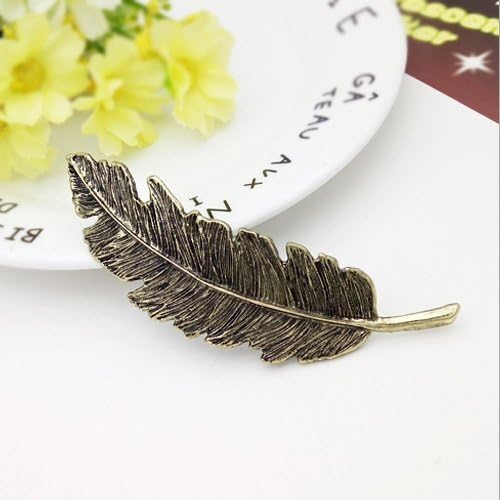 SPHTOEO Vintage Feather Leaf Shape Women Girls Hair Barrettes (Dark Golden)