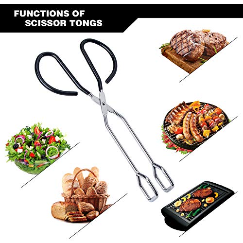 BIGSUNNY Stainless Steel Scissor Tongs Heavy Duty Cooking Tongs with