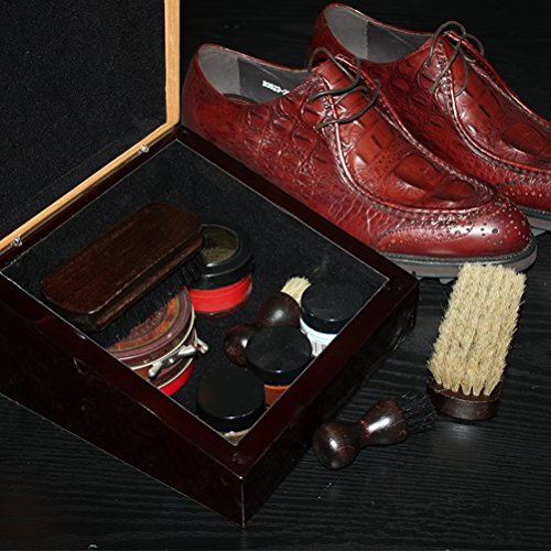 Boot Brush Cleaner Shine Shoe Pig Bristles Brush with Wood Handle Tinksky Cleaning Brush (Beige)