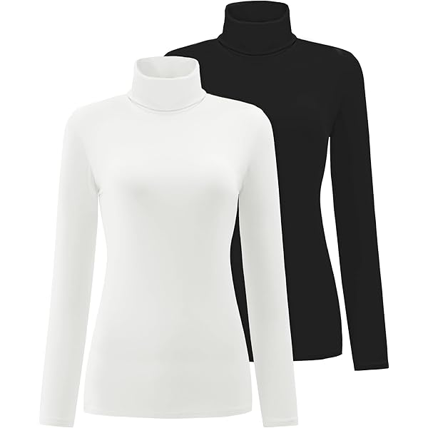 HieasyFit Women's Cotton Turtleneck Top Basic Layering Thermal