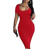 Mrskoala Women's Casual Basic Pencil Dress Bodycon Summer Sexy Club Midi Dresses