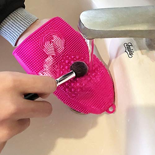 ScivoKaval Makeup Brush Cleaner Glove Mat Mitt Silicone Cosmetic Cleaning Scrubber Tool Face Brushes and Eye Brush Washing Pad Light Purple - Thumbnail 6
