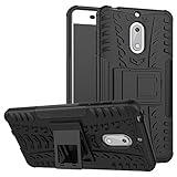 Nokia 6 Case,Mustaner Dual Layer Shock-Absorption Armor Cover Full-body Protective Case with Kickstand Combo PC+TPU Back for Nokia 6 (Black)