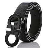 Belts for Men Leather Dress Belt with Metal Smooth Buckle