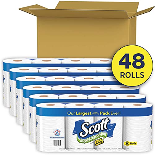 Scott RapidDissolving Toilet Paper, 48 Double Rolls (6 Packs of 8