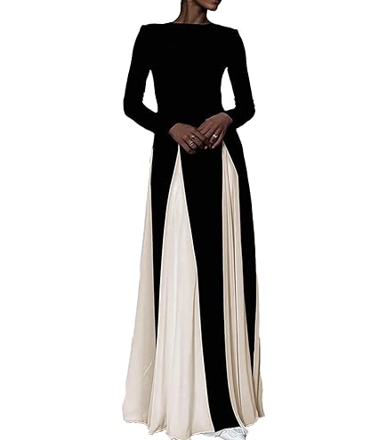 black and white maxi dress with sleeves Monochrome Paneled Long-Sleeve - 6 Womens Black&White Maxi Dress Long