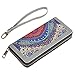 Women Canvas Zipper Clutch Purse Credit Card Wallets to Organize Your Cash,Bank Card,and Phone with Removable Wristlet Strap