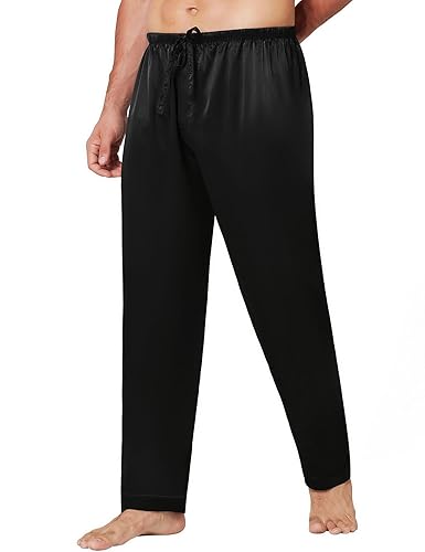Lonxu Mens Satin Pyjamas Pants Sleep Bottoms Lounge Pants S~4XL in