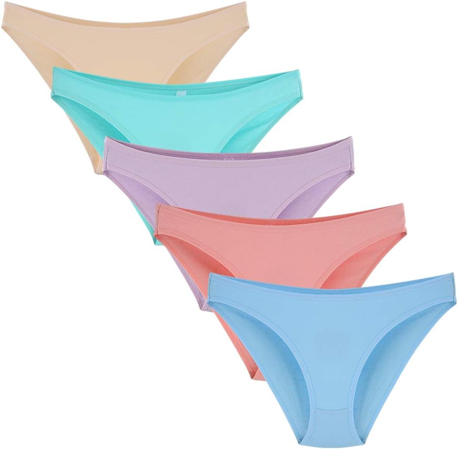 Women Cotton French Cut Briefs Panties with Color Stripes(Pack of 5)