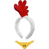 Rthjsfj 2Pcs Rooster Costume Accessories, Chicken Costume Headband and Beak Set for Adult Women Halloween Cosplay Party