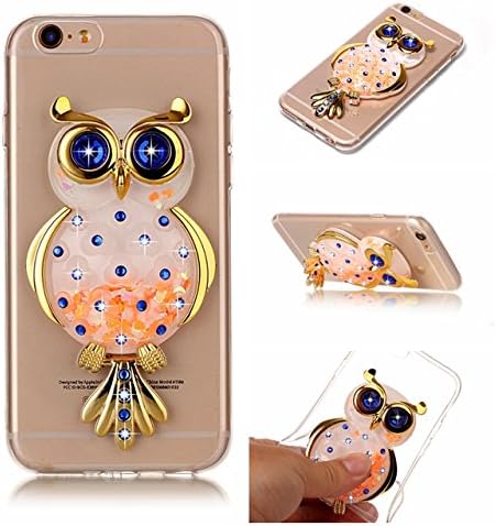 Iphone 8 Plus Case,XIHUA Colourful Glitter Liquid Floating Luxury Bling Sparkle Quicksand Transparent Silicone TPU Case Cover for iPhone 8 Plus - Owl Gold