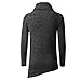F.Honey Men's Side Pocket Turndown Collar Swag Curved Hem Long Sleeve Cowl Hip Hop Hipster Slim T-Shirt Blouse (M, Grey)