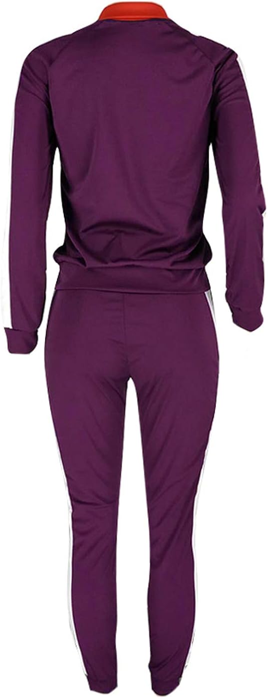 Womens Color Block Tracksuit 2 Piece Outfits, Casual Long Sleeve Full Zip Jacket and Pants Sport Set Sweatsuits at  Women’s Clothing store