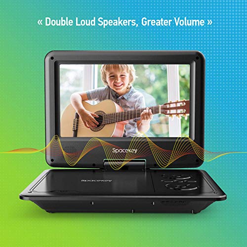 Portable DVD Player 11.5" with 5 Hours Rechargeable Battery by SPACEKEY, 9" Swivel Screen, Support USB/SD Slot and 1.8M Car Charger, Support Memory and Region Free (Black) - Thumbnail 7