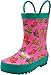 NORTY Rubber Rain Boots for Kids - Waterproof Rubber Boots Boys and Girls Solid & Printed Rainboots for Toddlers and Kids - Butterfly Pink Teal