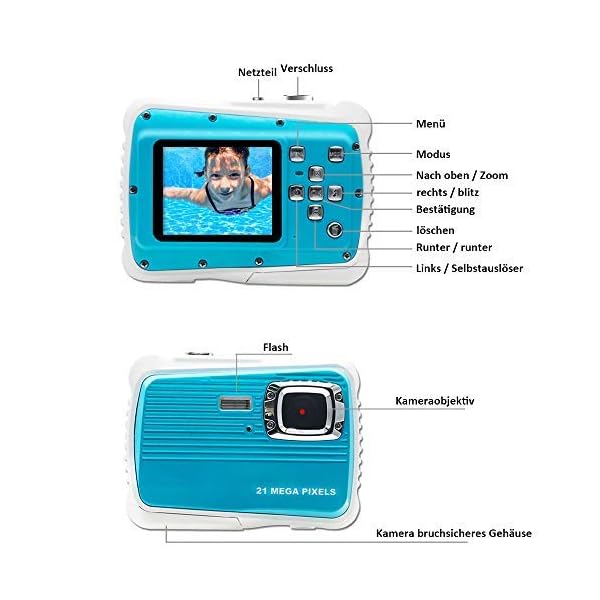 AMTSEE Kinderkamera Wasserdicht 21MP HD Digitalkamera 2,0 TFT LCD Bildschirm Kamera für Kinder 8-facher Digitalzoom… – Bild 6