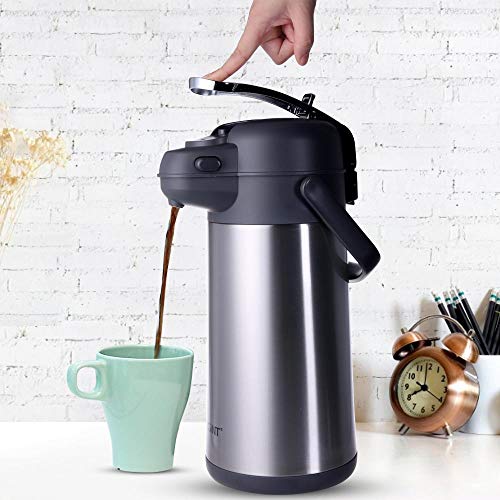 GiNT Coffee Airpot Thermal Carafe Dispenser with Pump, Stainless Steel