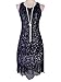 Vijiv Women's 1920s Gastby Sequined Embellished Fringed Paisley Flapper Dress