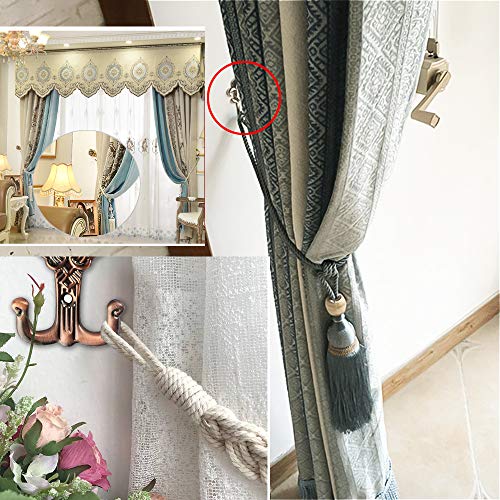 Inheming Curtains Tassels Tiebacks and Curtain Holdbacks Hook, Window Drapery Ball Tassels Tiebacks, Home Decorative Braided Buckle Fastener Curtain Accessories - Thumbnail 5