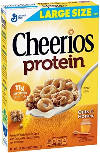 Cheerios Protein Oats &amp; Honey Large Size Cereal 19 oz Box