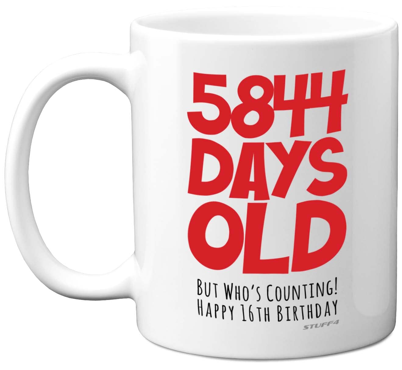 16th Birthday Mug Gift for Boys Girls Him Her - 5844 Days Old - Funny Teenager Sixteen Sixteenth Happy Birthday Present for Brother Sister Son Daughter Cousin, 11oz Ceramic Dishwasher Safe Mugs