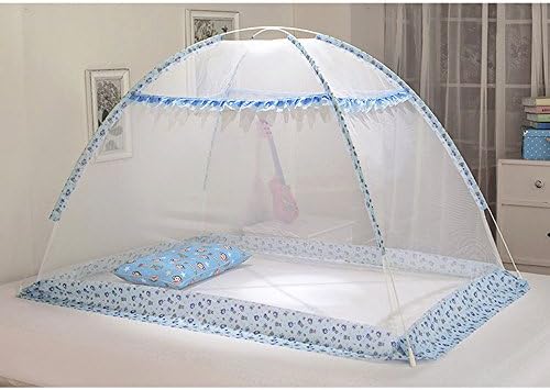 CdyBox Newborn Mosquito Net Foldable Mongolian Yurt Travel Camping Tent for Baby (11080CM, Blue)
